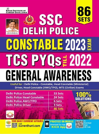 SSC Delhi Police Constable General Awareness Yearwise TCS PYQs 2023 Exam 86 Sets with Solutions (English Medium) (4426)