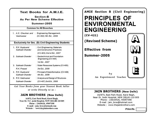 AMIE Section (B) Principles Of Environmental Engineering (CV-421 ...